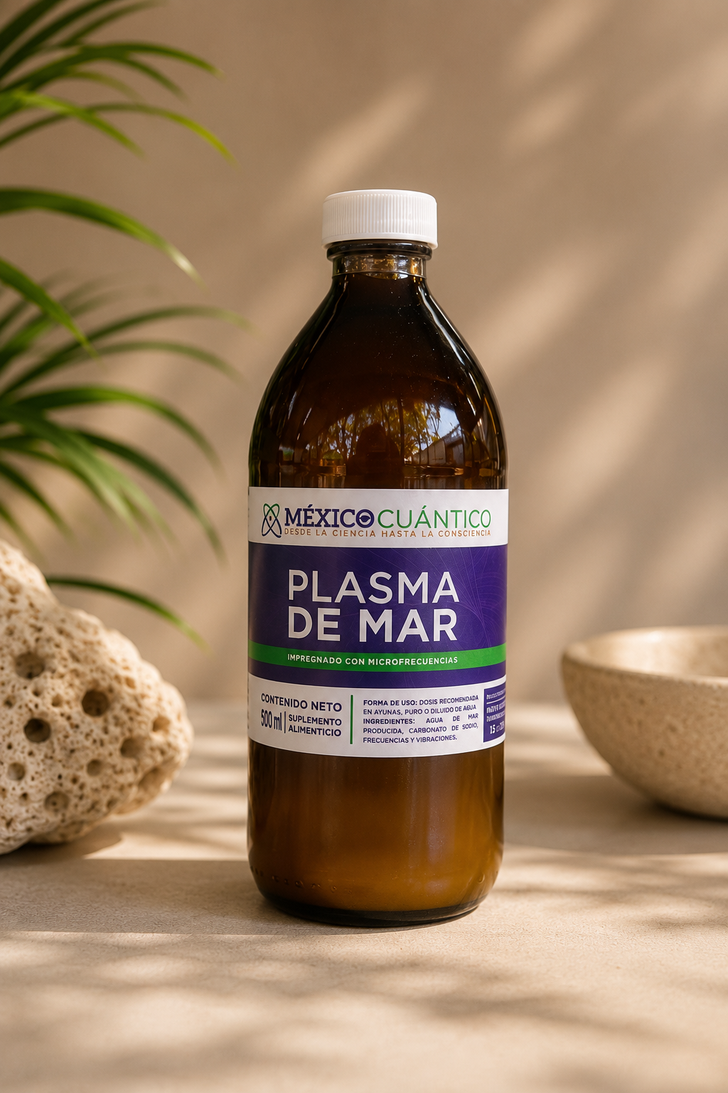 Botella de 500 ml de Plasma de Mar de México Cuántico