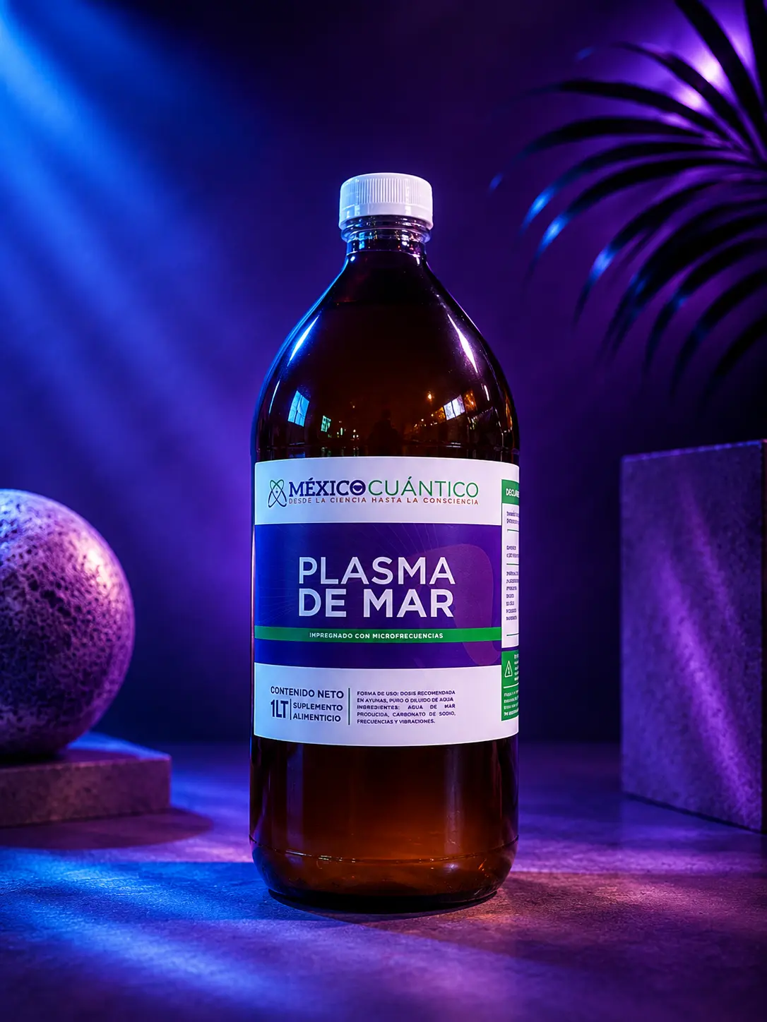 Botella de 1 litro de Plasma de Mar de México Cuántico