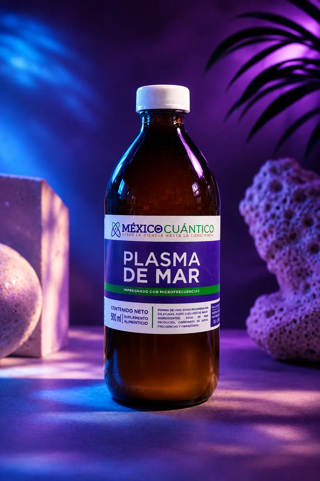 Botella de 500 ml de Plasma de Mar con iluminación cuántica